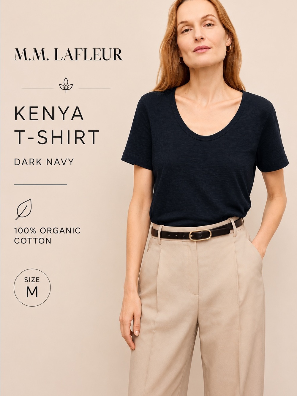 M.M.LaFleur Kenya Organic Cotton Slub Tee Dark Navy Medium